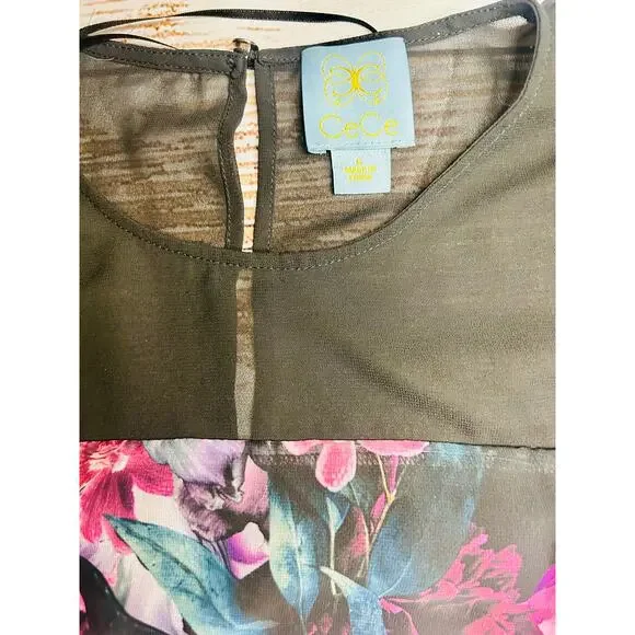 CeCe Floral Ruffle Sleeve Shift Dress Size 6 - Picture 9 of 12